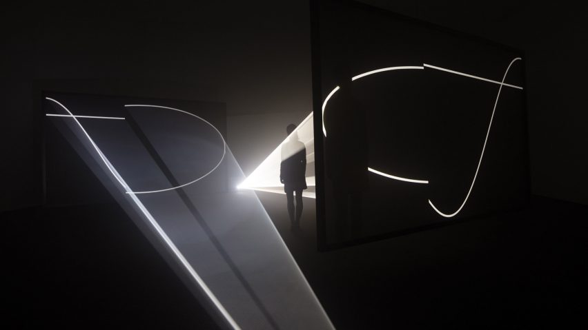 Light beams create three-dimensional forms at Antony McCall’s Solid Light Works exhibition