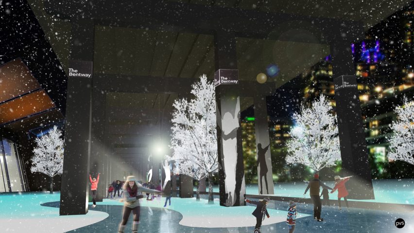The Bentway will transform the unused space under Toronto's Gardiner Expressway into a linear park with an ice-skating trail.