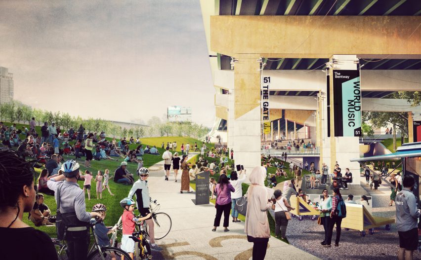 The Bentway will transform the unused space under Toronto's Gardiner Expressway into a linear park with an ice-skating trail.
