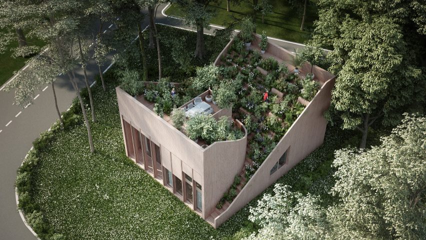 Self-sufficient Yin & Yang house incorporates gardens on its interlocking dual-aspect roof