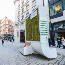 Moss-covered CityTree bench designed to combat urban pollution