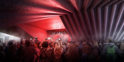 BIG designs "bow-tie-shaped" theatre for Albania's capital city