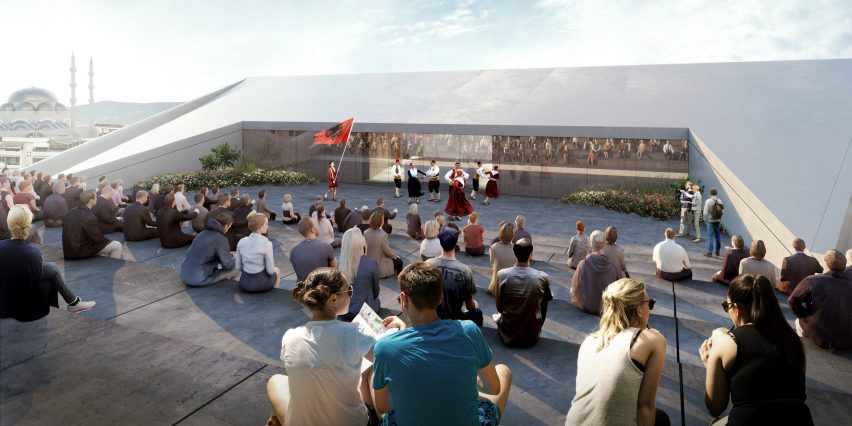 BIG designs "bow-tie-shaped" theatre for Albania's capital city