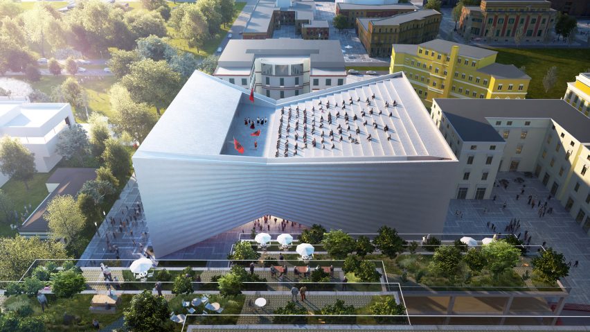 BIG designs "bow-tie-shaped" theatre for Albania's capital city