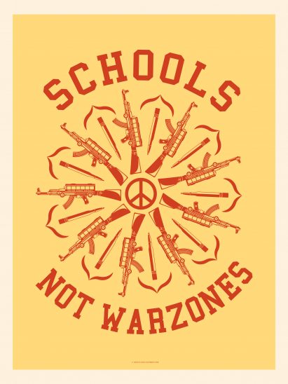 Shepard Fairey's Schools Not Warzones poster