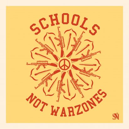 Shepard Fairey's Schools Not Warzones poster