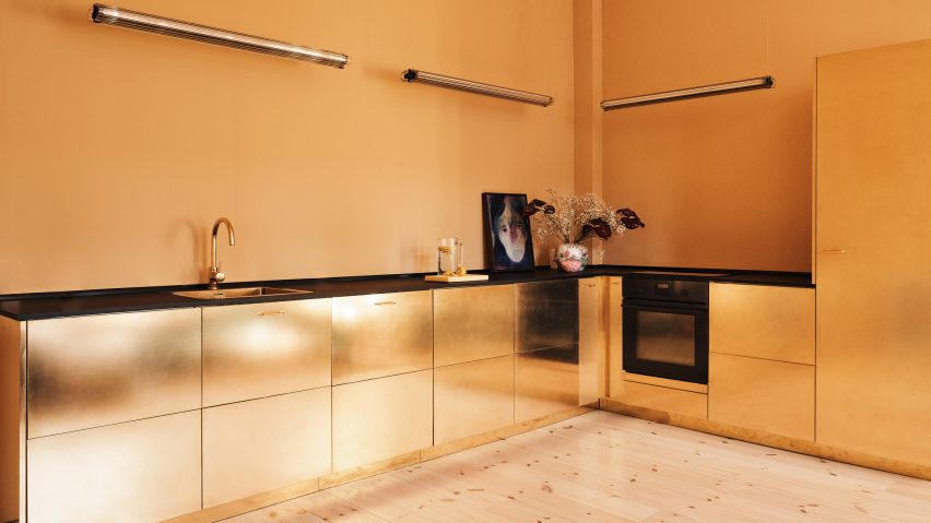 Gold Reform kitchen in Stine Goya Copenhagen offices