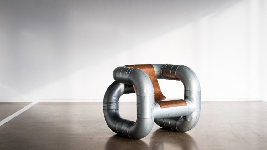 Lucas Muñoz creates Tubular furniture from ventilation pipes and scrap metal