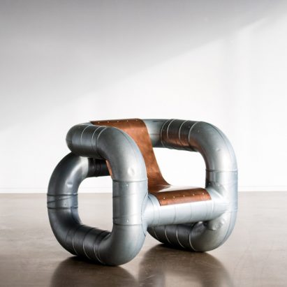 Lucas Muñoz creates Tubular furniture from ventilation pipes and scrap metal