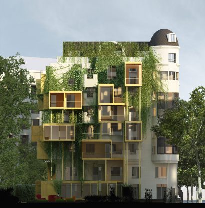 Malka Architecture has proposed adding cubed parasitic extensions to an apartment building in Paris