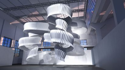 Kengo Kuma's Breath/ng installation for Dassault Systemes