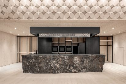 A kitchen island made from porphyry