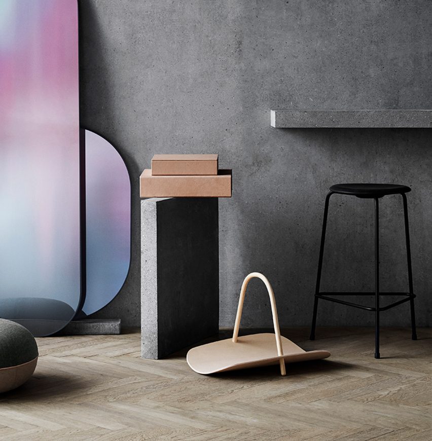 Benjamin Hubert uses steam-bending to create curving wooden basket for Fritz Hansen