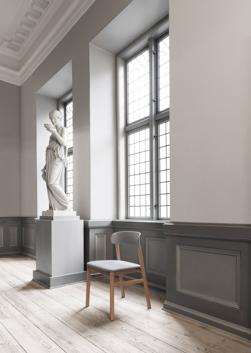Simon Legald's Herit chair for Normann Copenhagen is "draped in nostalgia"