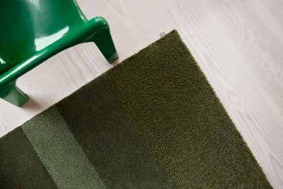 British designer Ilse Crawford was inspired by the natural landscape surrounding the Kasthall factory in Kinna, Västergötland when creating her collection of green rugs for the Swedish textile company.