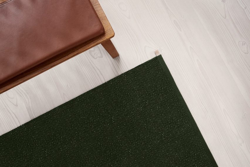 British designer Ilse Crawford was inspired by the natural landscape surrounding the Kasthall factory in Kinna, Västergötland when creating her collection of green rugs for the Swedish textile company.