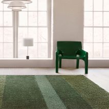 British designer Ilse Crawford was inspired by the natural landscape surrounding the Kasthall factory in Kinna, Västergötland when creating her collection of green rugs for the Swedish textile company.