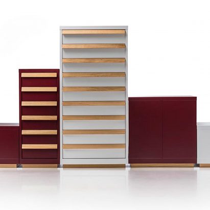 Konstantin Grcic has designed a range of steel furniture using manufacturing techniques more commonly utilised to create industrial storage containers.