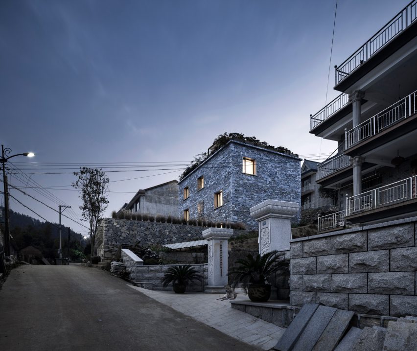 3D-printed pavilion contrasts with traditional stone structure at LEI House by AZL Architects