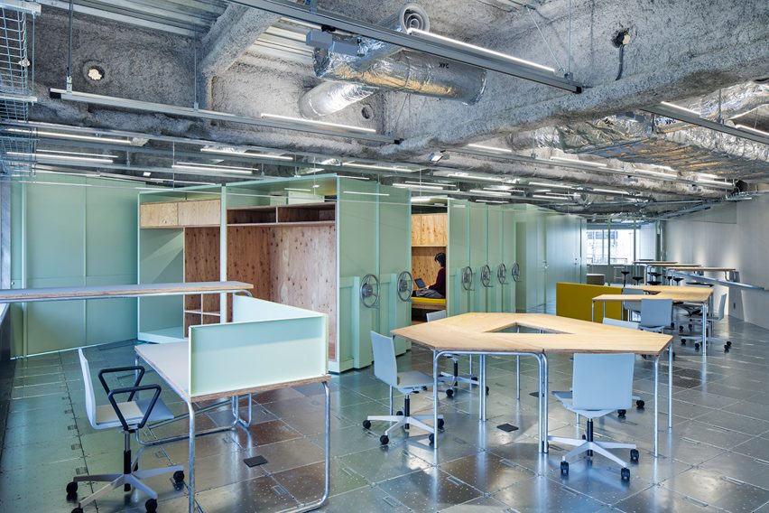 Schemata Architects plays with materials and movable furniture at Tokyo record-label offices