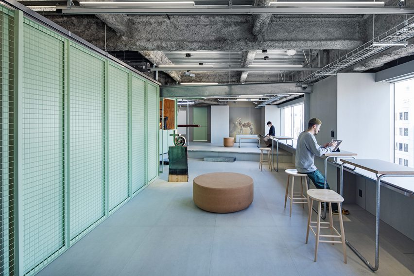 Schemata Architects plays with materials and movable furniture at Tokyo record-label offices