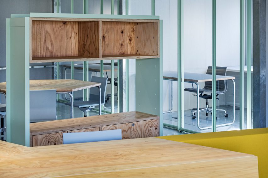 Schemata Architects plays with materials and movable furniture at Tokyo record-label offices