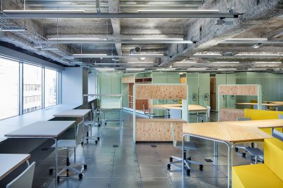 Schemata Architects plays with materials and movable furniture at Tokyo record-label offices