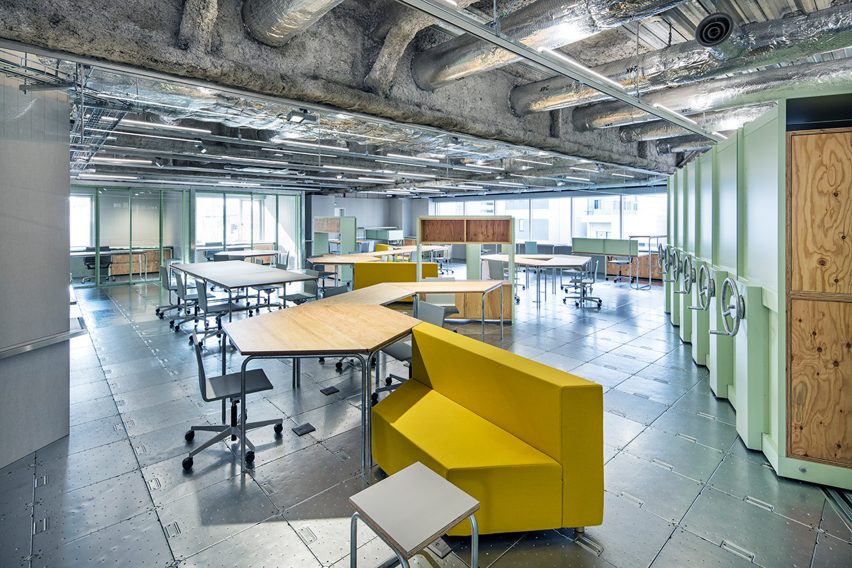 Schemata Architects plays with materials and movable furniture at Tokyo record-label offices