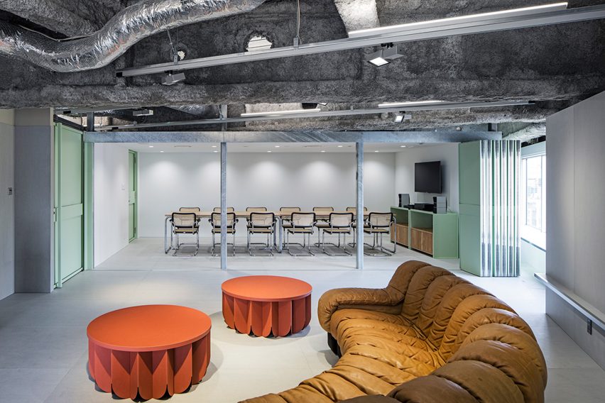 Schemata Architects plays with materials and movable furniture at Tokyo record-label offices