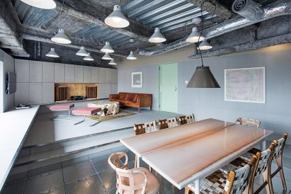 Schemata Architects plays with materials and movable furniture at Tokyo record-label offices