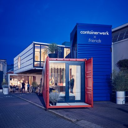 Containerwerk installation in Milan made from shipping containers