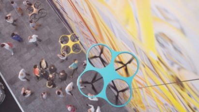 Frame from Elevation – a short documentary by Dezeen about how drones will change cities
