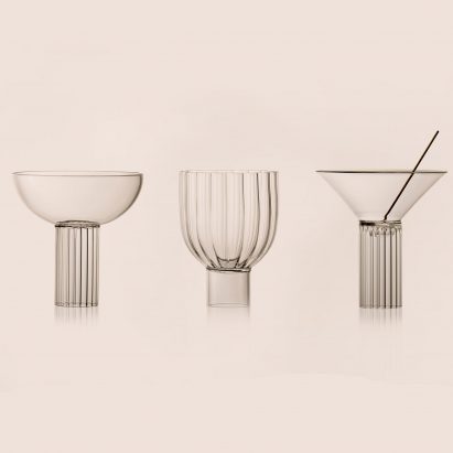 Argentinian designer Agustina Bottoni has created a trio of glassware that recalls the architecture of Milanese landmarks.