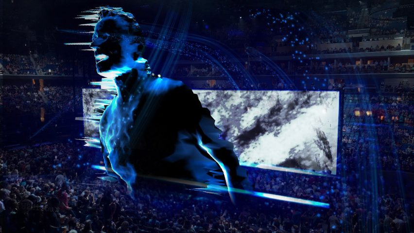 Giant augmented reality avatar of Bono appears on Es Devlin’s U2 stage set