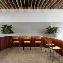 Colours “inspired by a classic New Balance sneaker” decorate Montreal falafel shop