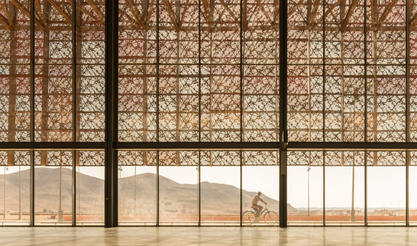 Groupe3Architectes wraps Guelmim Airport in a skin of multihued perforated panels