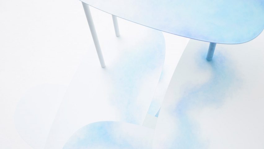 Nendo designs steel furniture to look like watercolour-painted paper