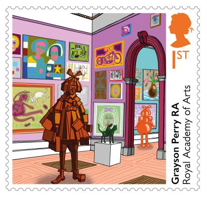 Grayson Perry and Tracey Emin mark Royal Academy's 250th anniversary with bespoke stamp designs