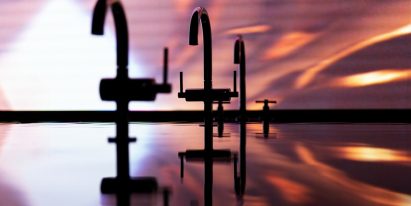 Grohe's updated Atrio faucet collection was unveiled in an installation at Milan design week