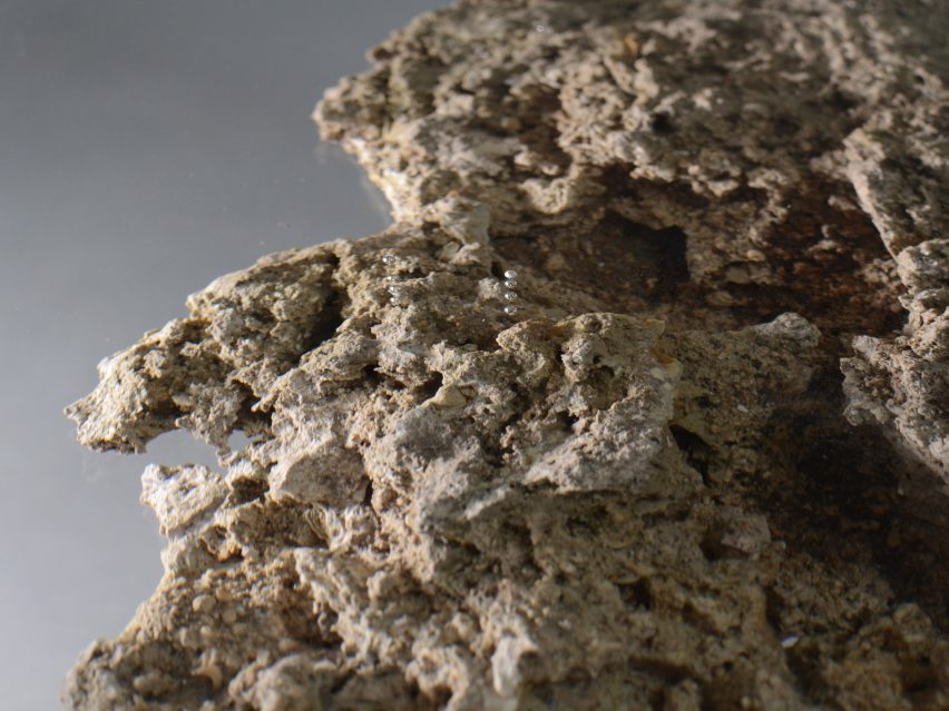 Alcarol and Vaselli create table and stools from travertine encased in resin