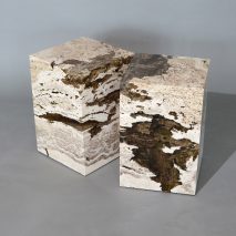Alcarol and Vaselli create table and stools from travertine encased in resin