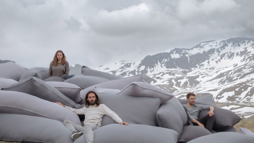 Smarin stacks cushions to create seating that looks like military defences