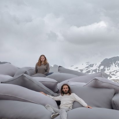Smarin stacks cushions to create seating that looks like military defences