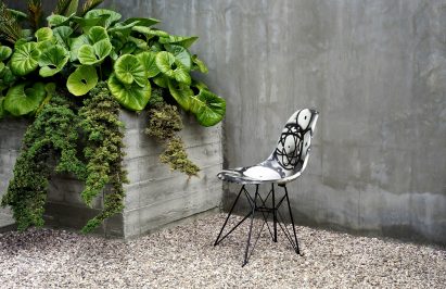 Artists create images for Modernica's Case Study chairs