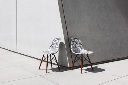 Artists create images for Modernica's Case Study chairs