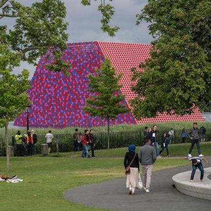 Footage shows Christo’s sculpture floating on London’s Serpentine Lake