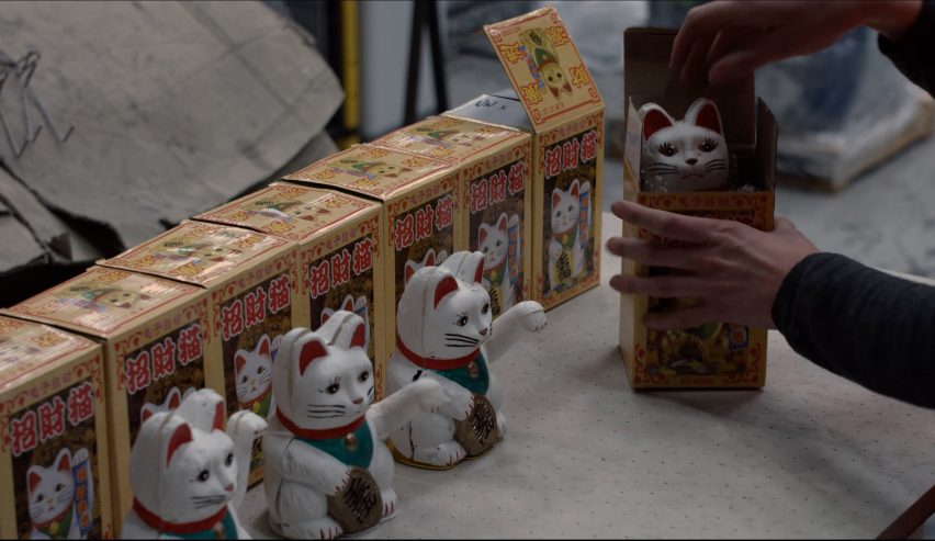 Katie May Boyd's installation turns plastic waste into beckoning cats