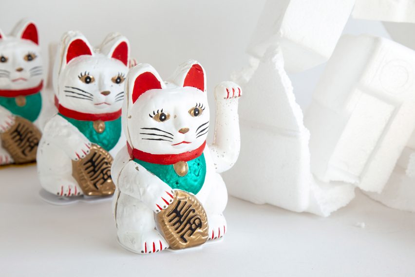 Katie May Boyd's installation turns plastic waste into beckoning cats