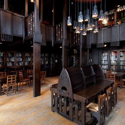 Glasgow School of Art Mackintosh Building library before it was destroyed in a fire