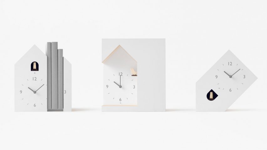 Nendo designs collection of unconventional cuckoo clocks